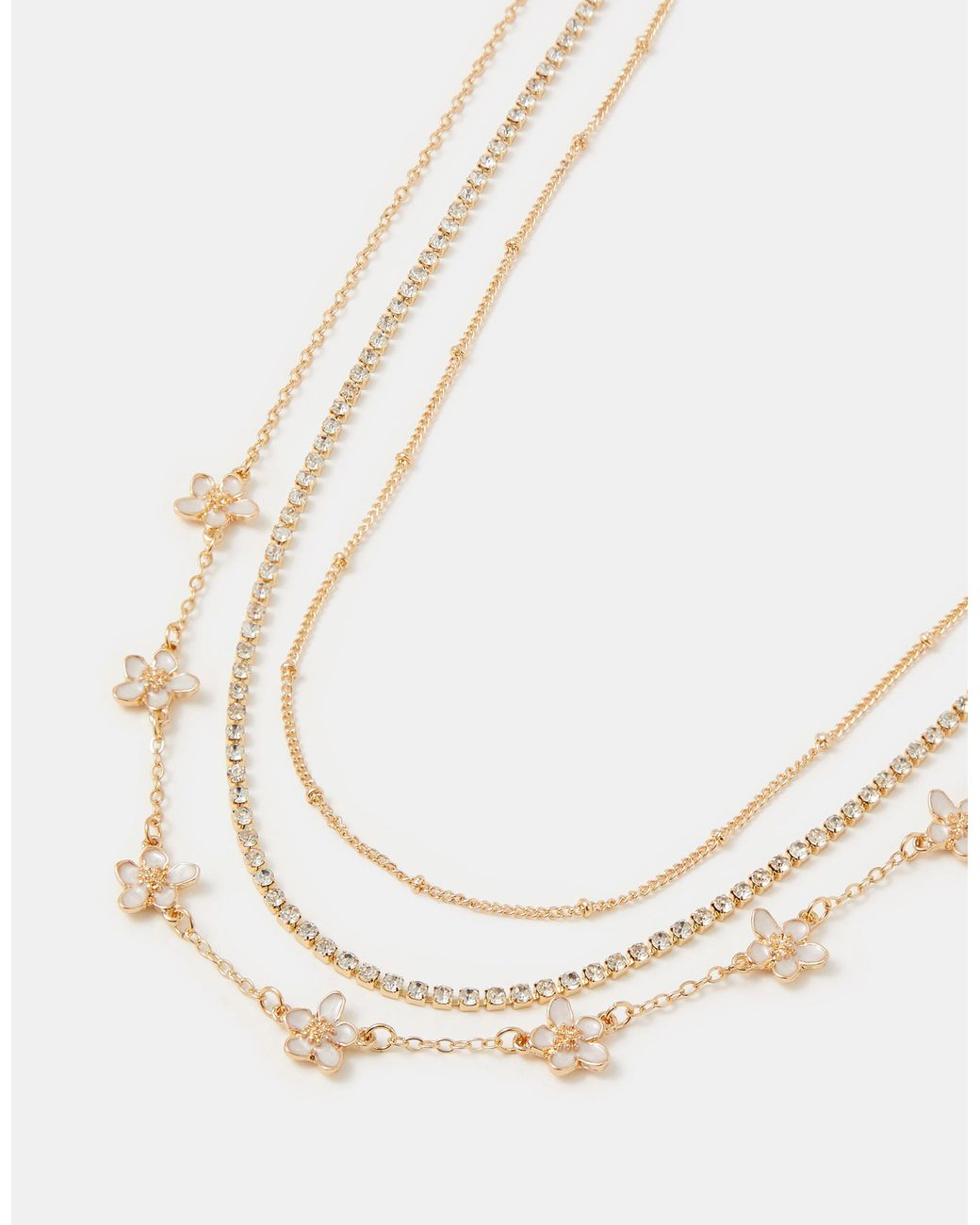Accessorize White 3-Pack Flower Chain Necklaces