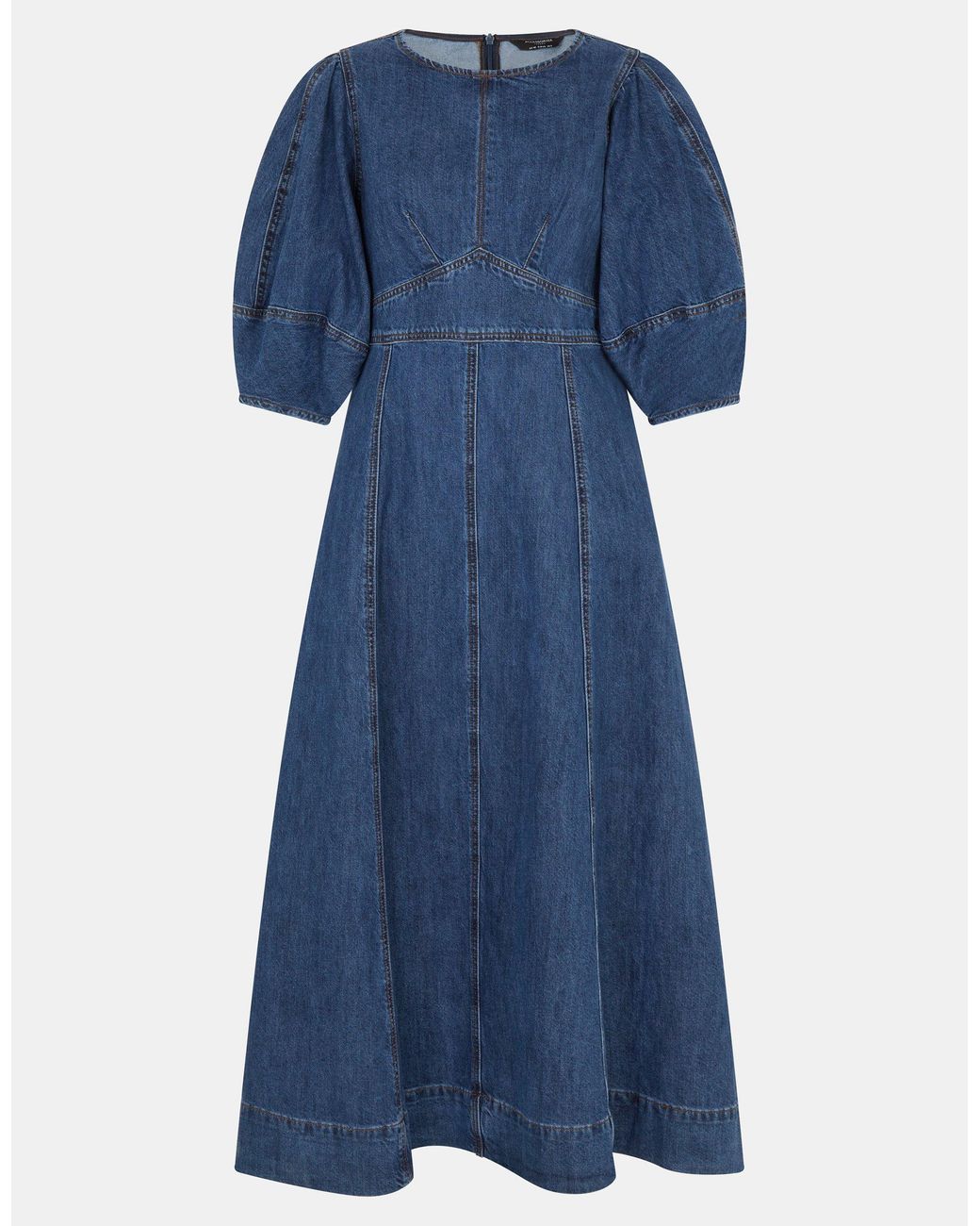 Accessorize Puff Sleeve Denim Midi Dress in Blue | Lyst UK