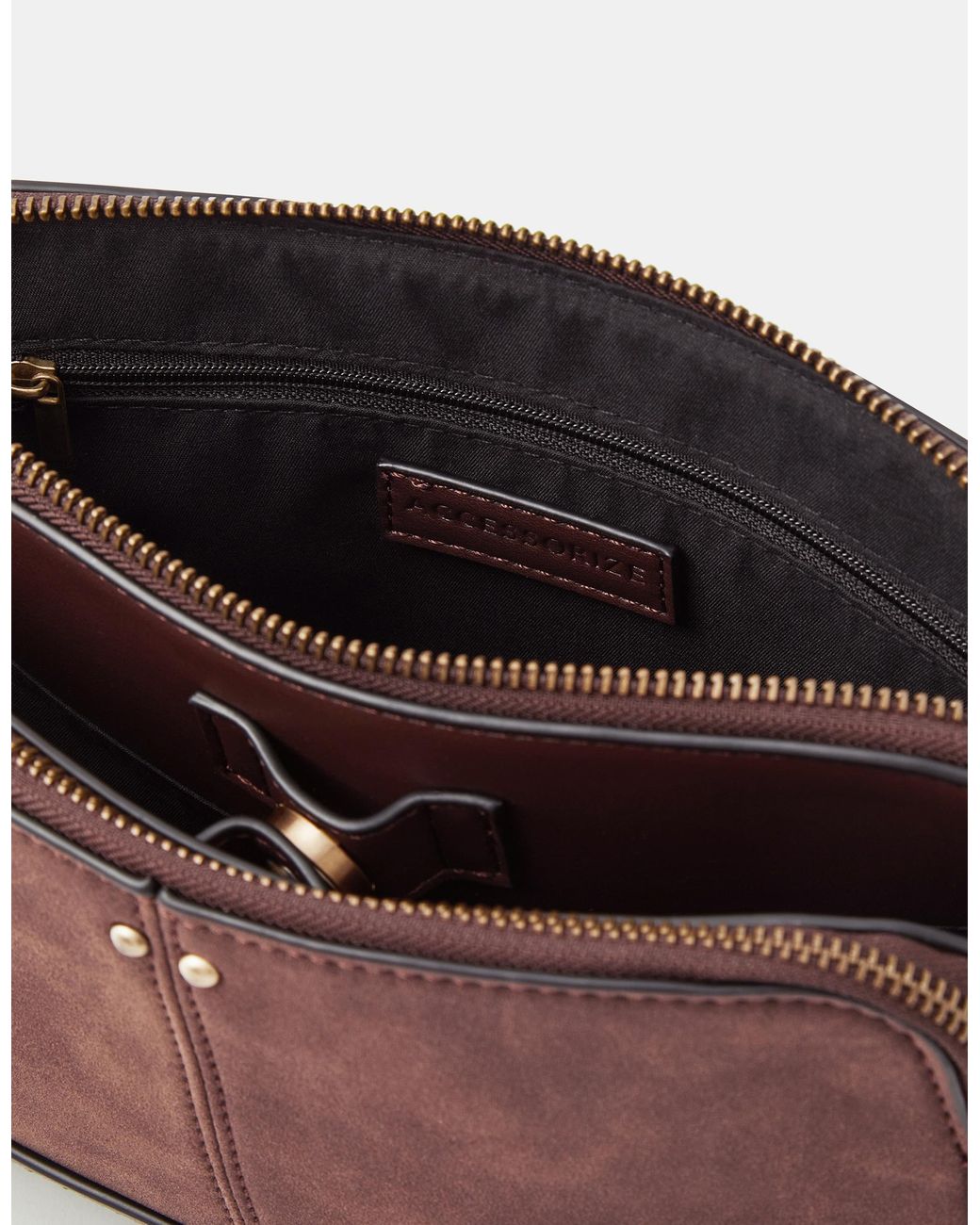 Accessorize Purple Classic Double Zip Crossbody Bag