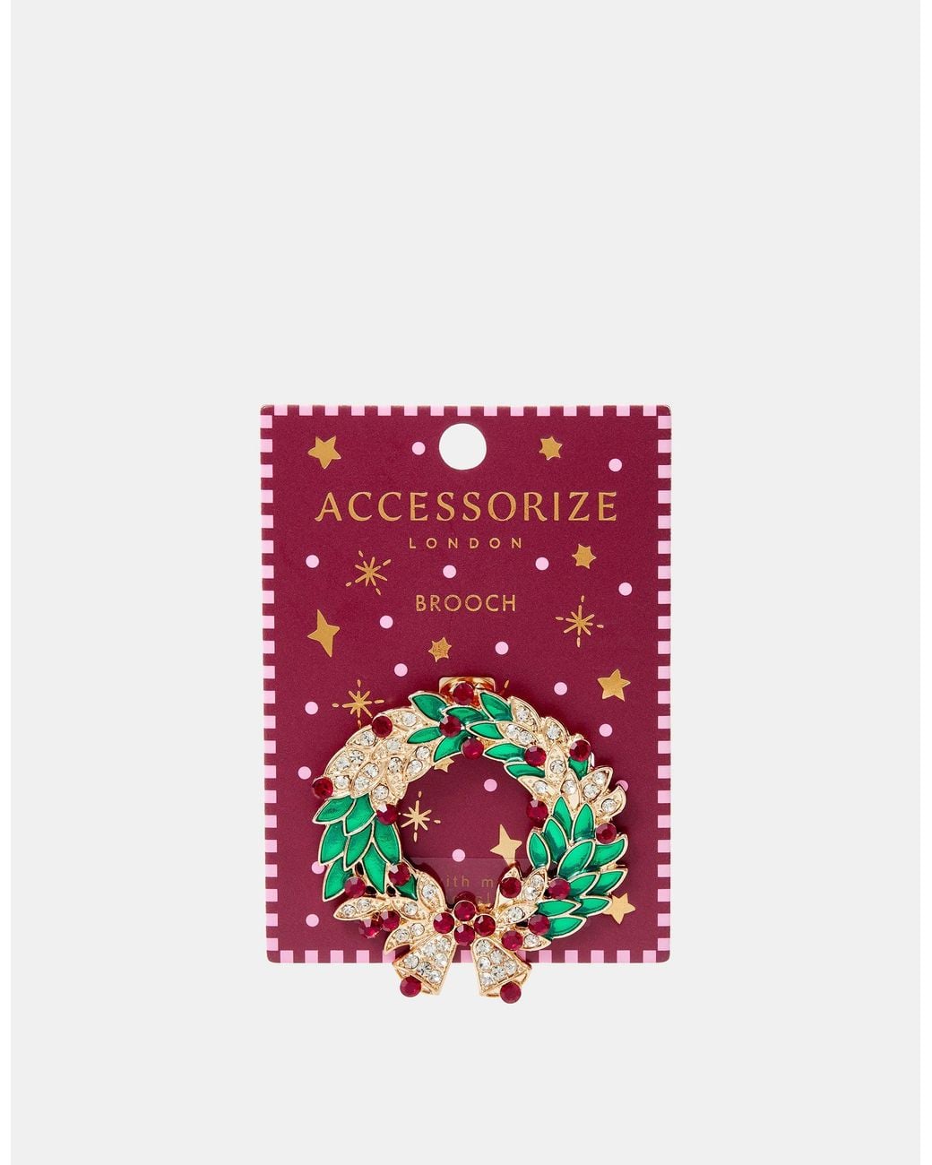 Accessorize Red Christmas Wreath Brooch