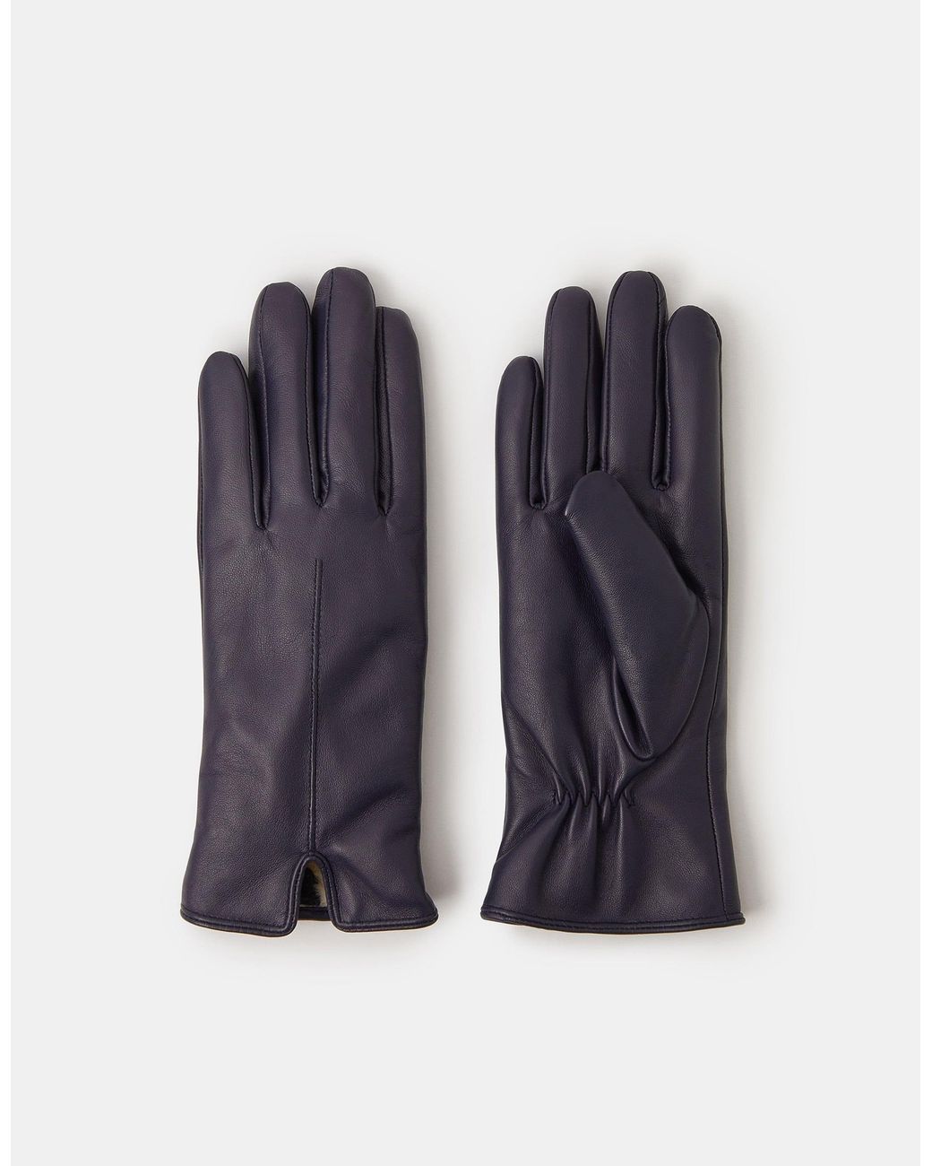 Accessorize Blue Faux Fur Lined Leather Gloves