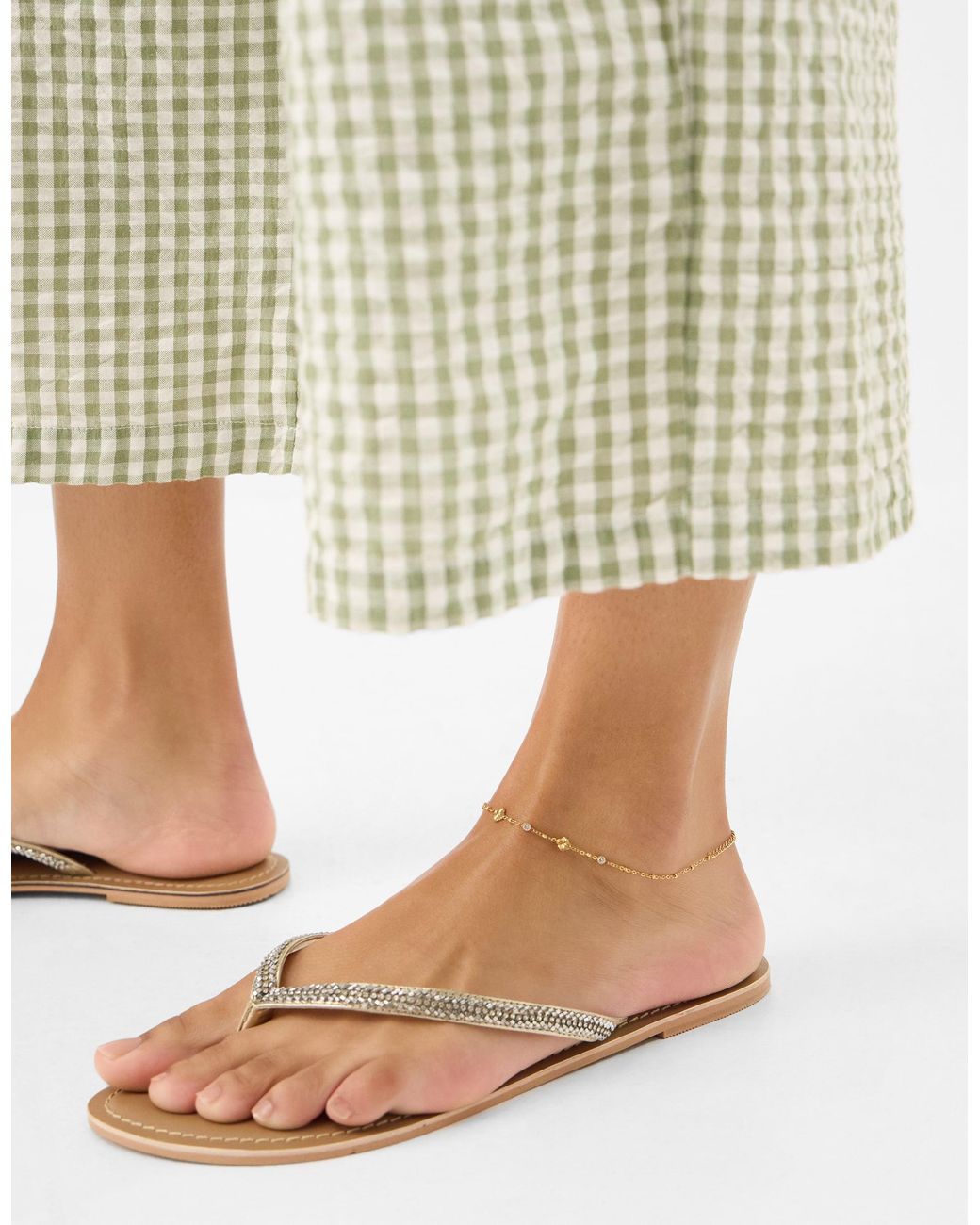 Accessorize Natural Stainless Steel Clover Station Anklet