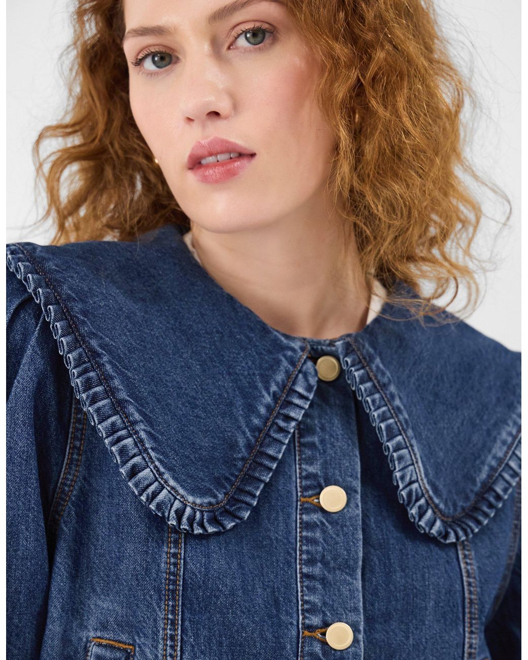 Accessorize Frill Collar Denim Jacket in Blue | Lyst UK