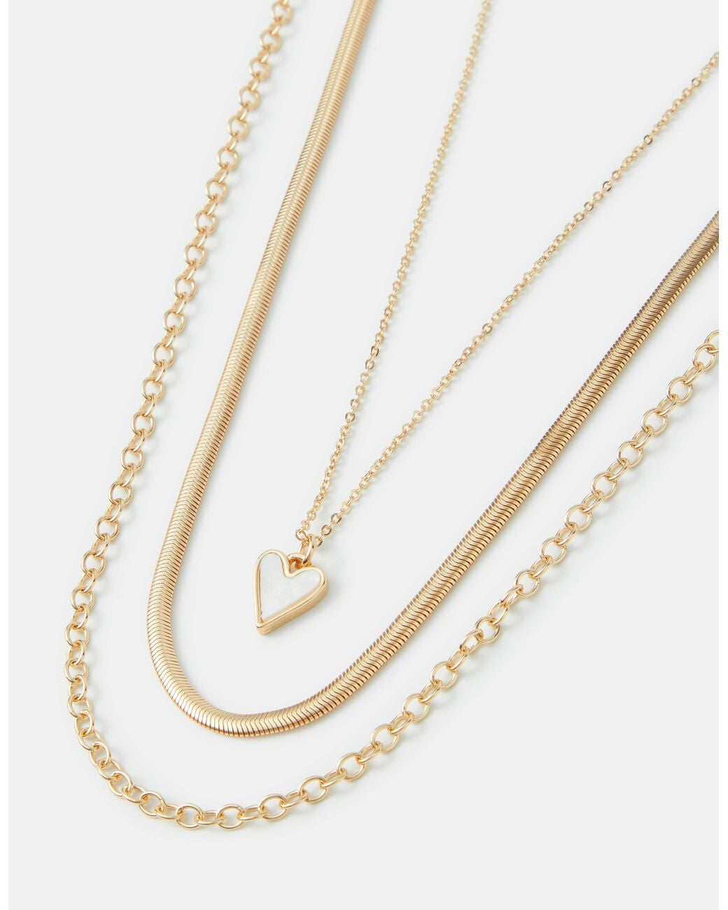 Accessorize Natural 3-Pack Heart Pendant Chain Necklaces