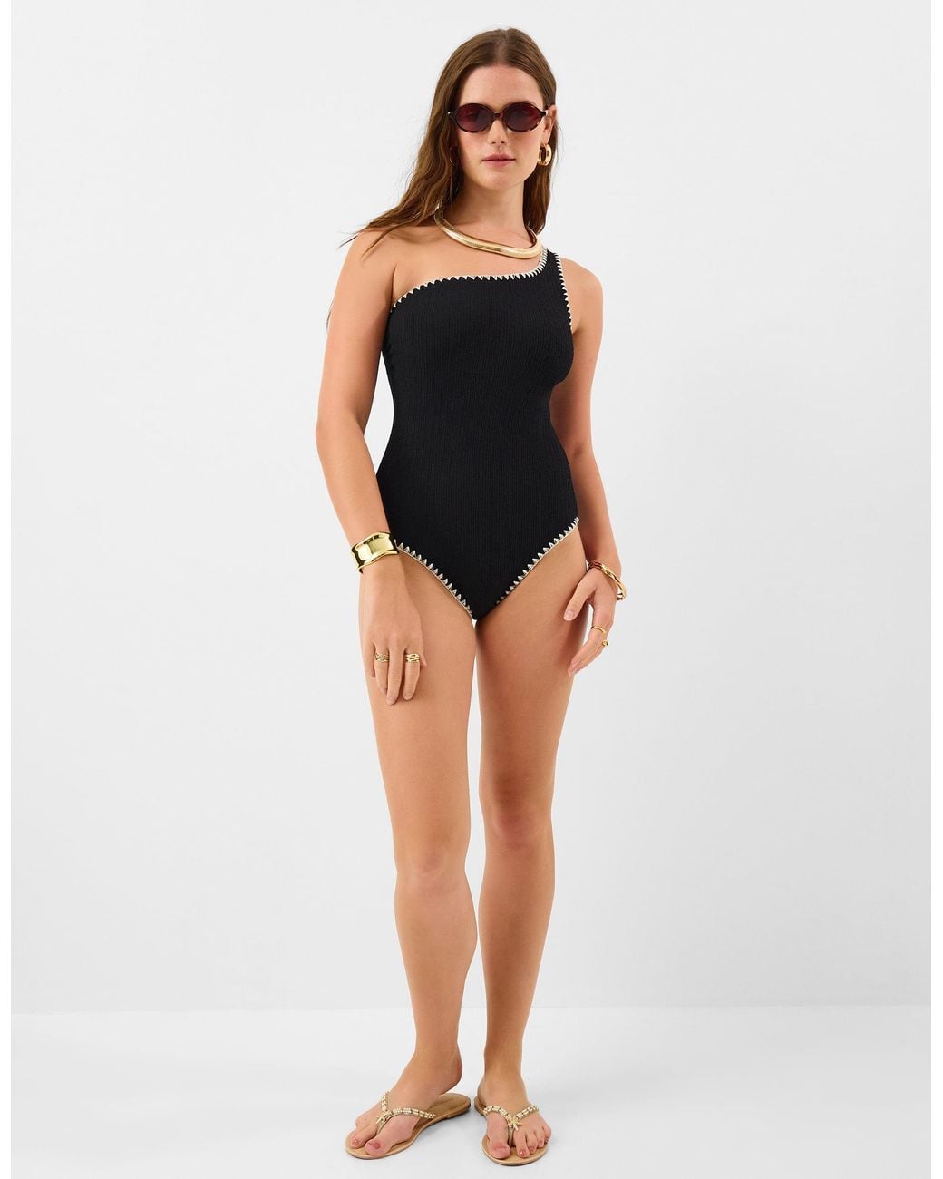 Accessorize Black One-Shoulder Shaping Swimsuit