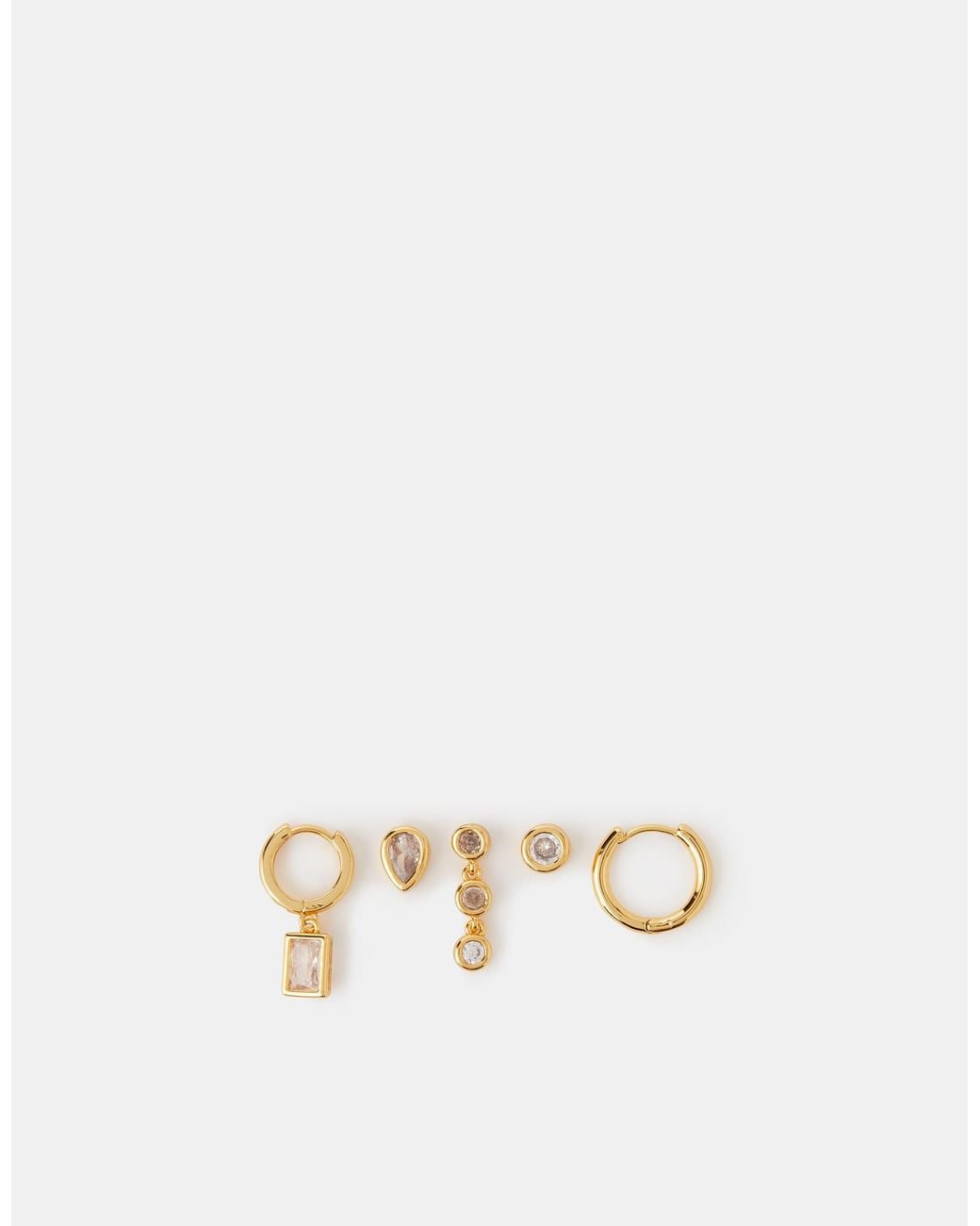 Accessorize Natural 5-Pack 14Ct-Plated Hoop & Stud Earrings