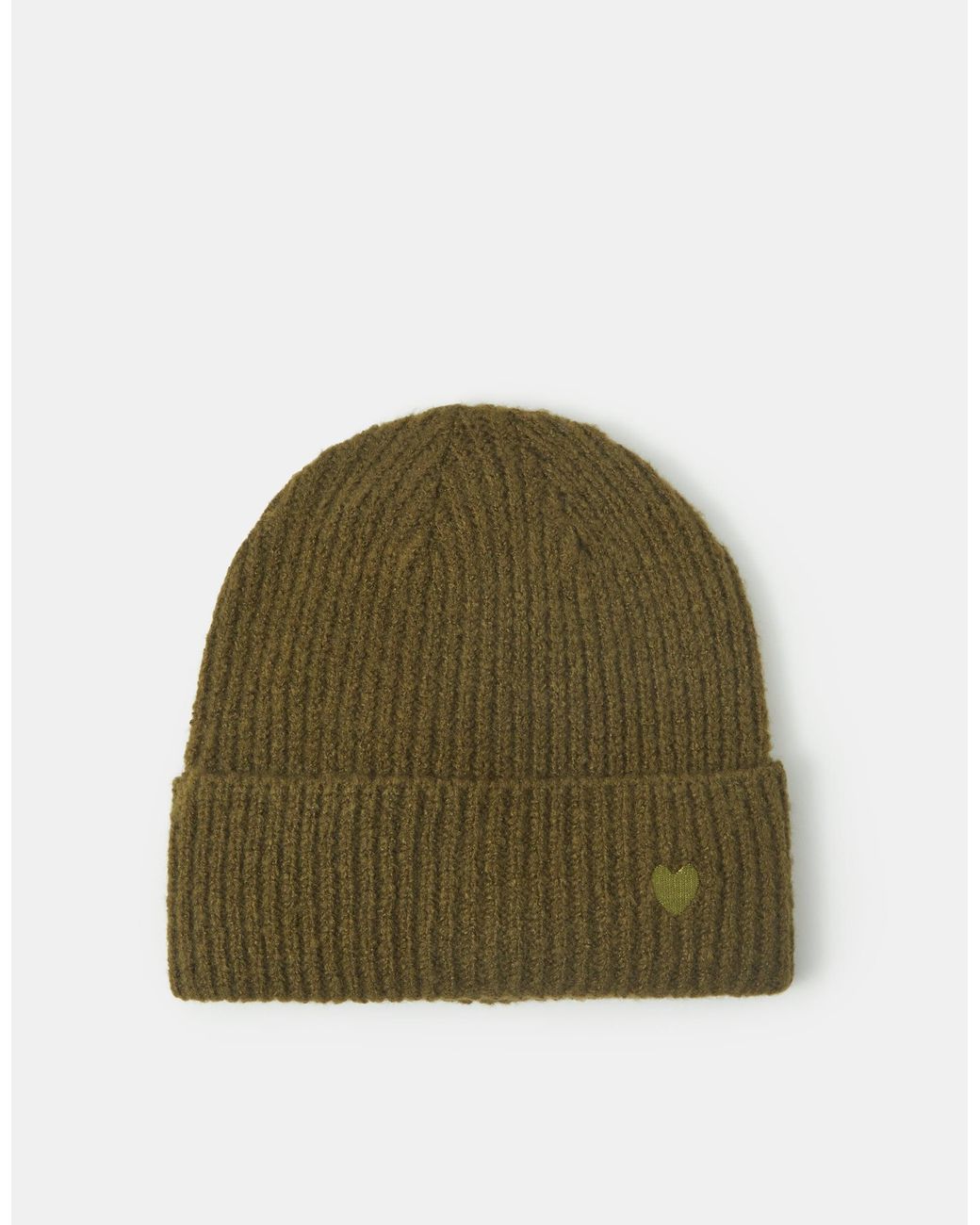 Accessorize Green Heart Embroidered Beanie Hat