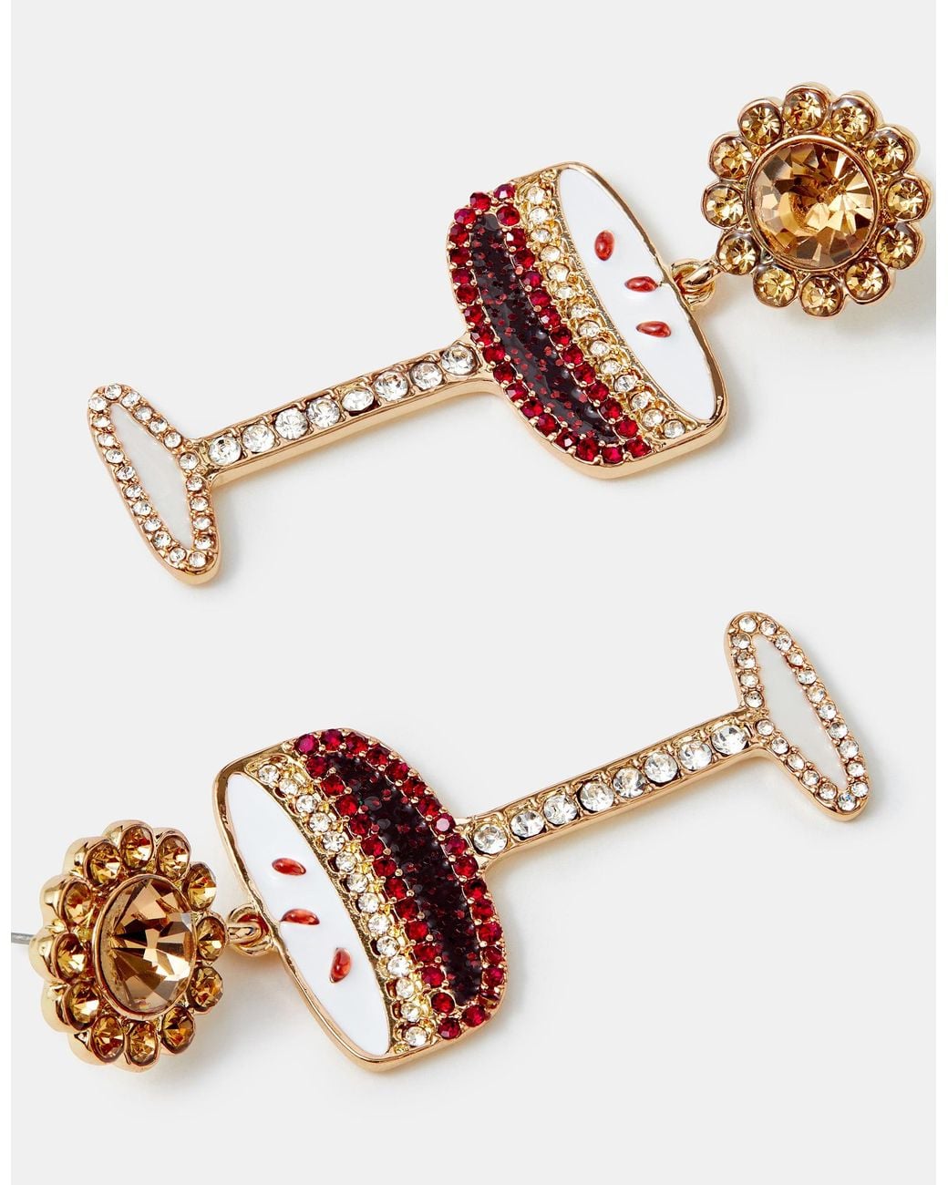 Accessorize Red Embellished Espresso Martini Drop Earrings