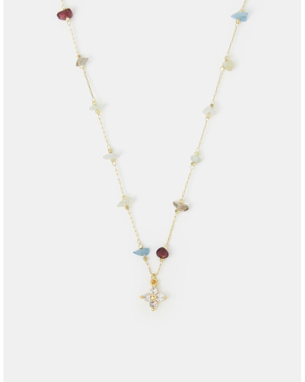 Accessorize White 14Ct-Plated Semi-Precious Station Pendant Necklace