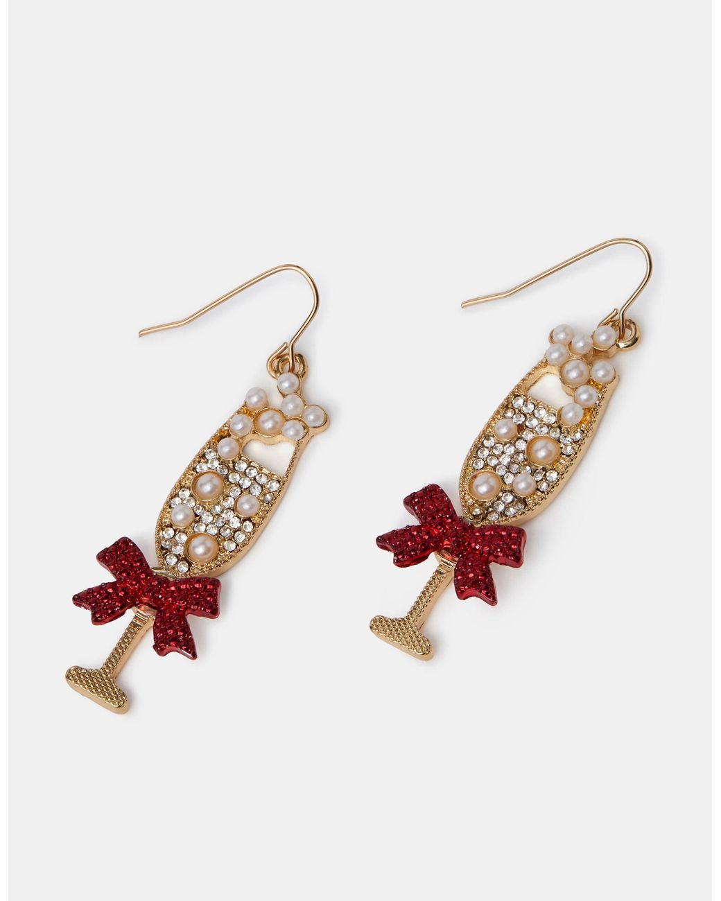 Accessorize Red Christmas Prosecco Drop Earrings