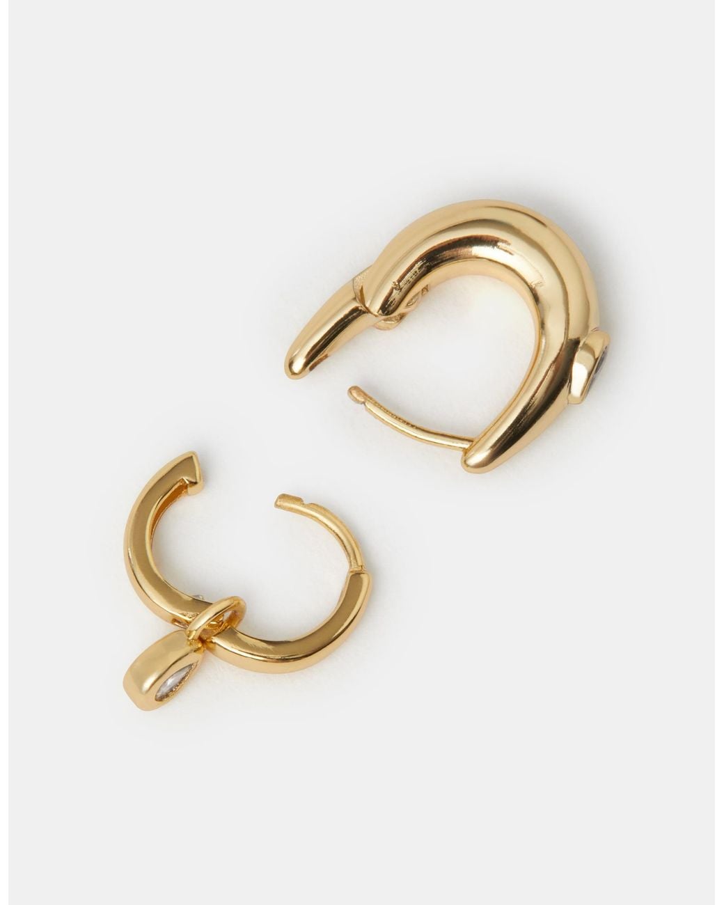 Accessorize Metallic 2-Pack 14Ct-Plated Teardrop Stone Hoop Earrings