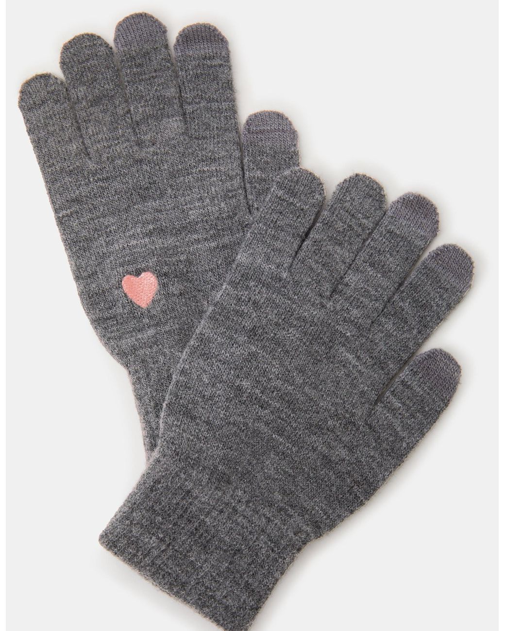 Accessorize Gray Heart Embroidered Touchscreen Gloves