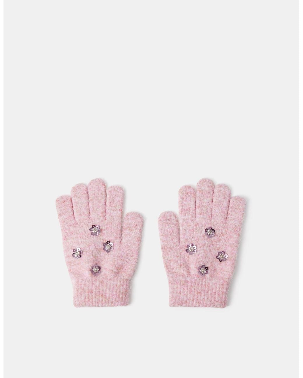 Accessorize Pink Floral Sequin Gloves