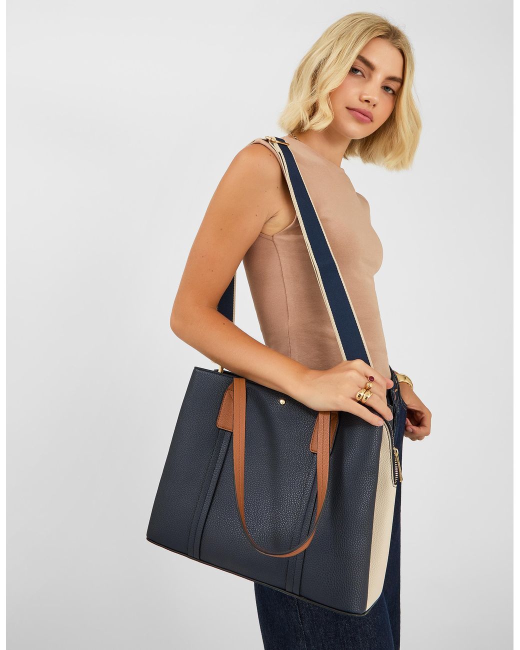 Accessorize Blue Triple Compartment Shoulder Bag