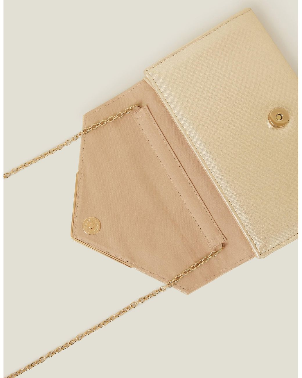Accessorize Natural Metallic Envelope Clutch Bag