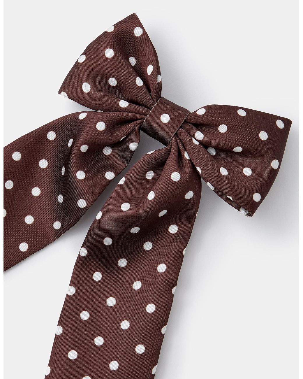 Accessorize Brown Polka Dot Bow Barrette Hair Clip