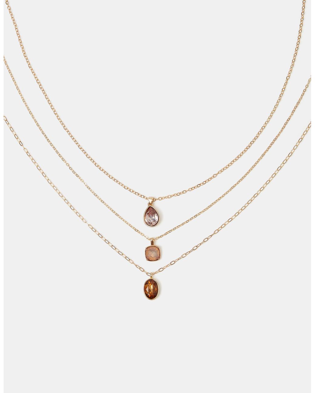 Accessorize White 3-Pack Gemstone Pendant Necklaces
