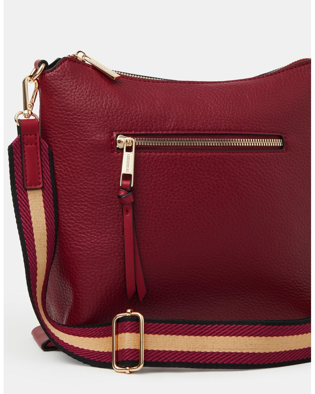 Accessorize Red Webbing Strap Messenger Crossbody Bag