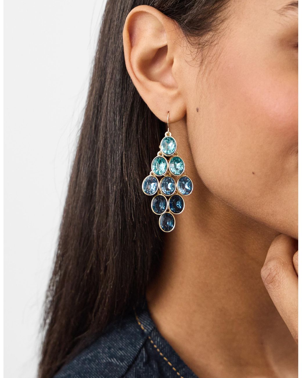 Accessorize Metallic Ombré Cascading Gemstone Drop Earrings