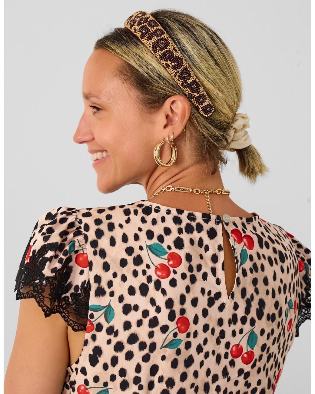Accessorize Red X Good Manners Beaded Leopard Print Headband