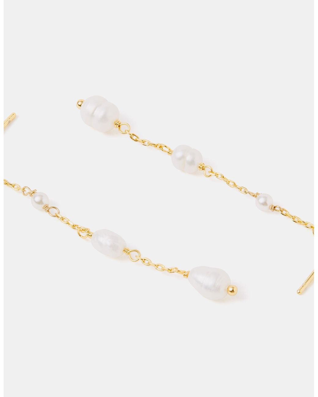 Accessorize White 14Ct-Plated Pearl Chain Drop Earrings