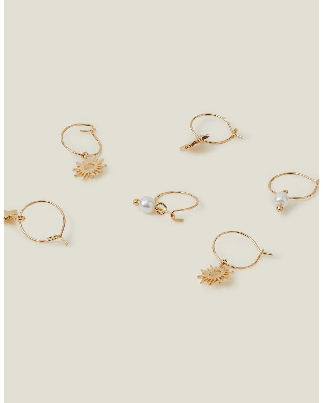 Accessorize Brown 3-Pack Starburst Hoop Earrings