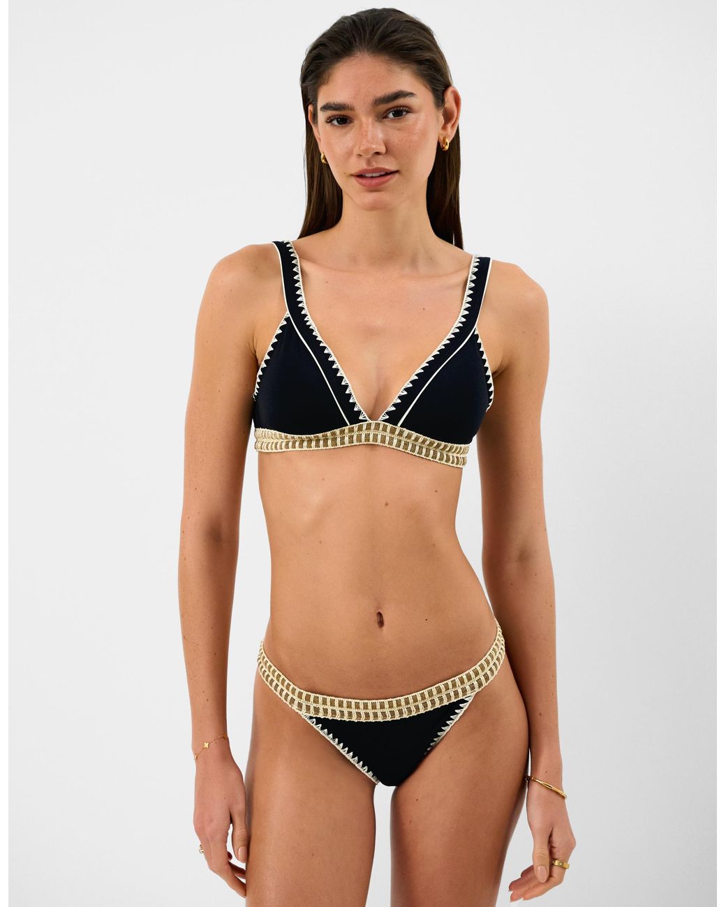 Accessorize Black Glitter Band Bikini Top