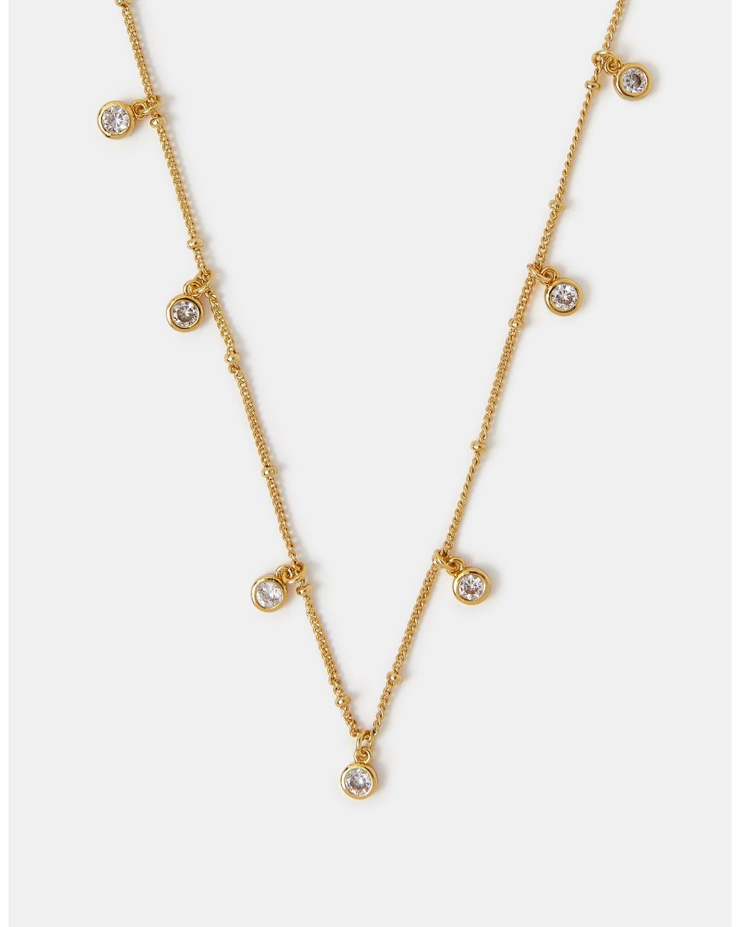Accessorize White 14Ct-Plated Stone Station Necklace