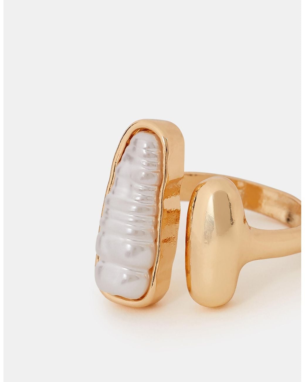 Accessorize Black Statement Pearl Open Ring