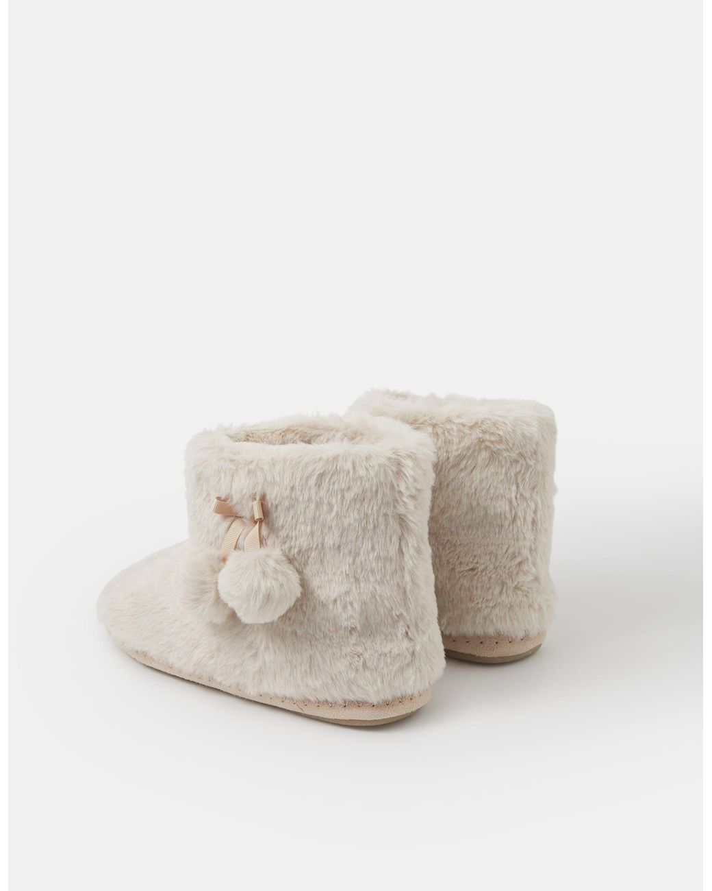 Accessorize White Faux Fur Boot Slippers