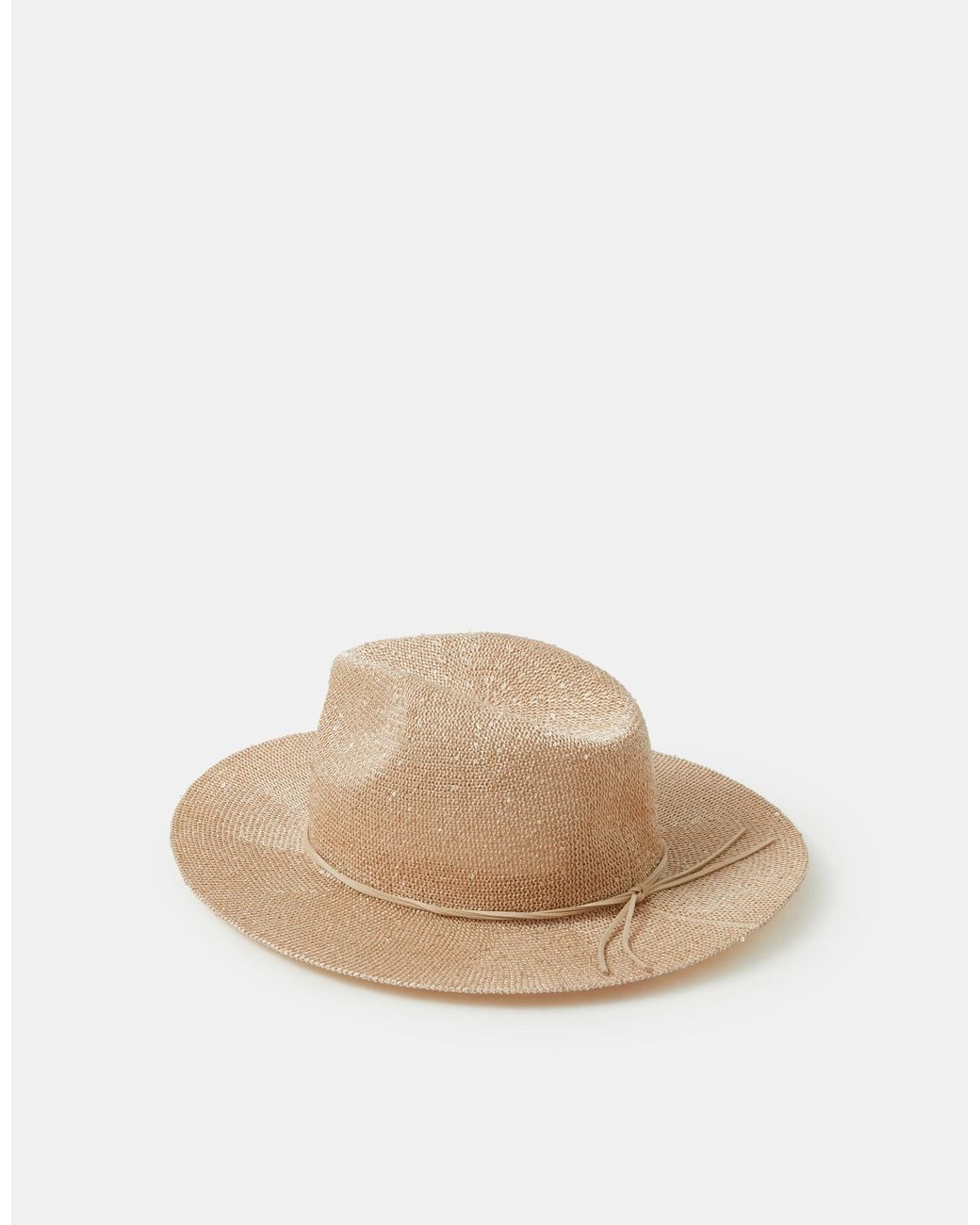 Accessorize Natural Sequin Embellished Fedora Hat