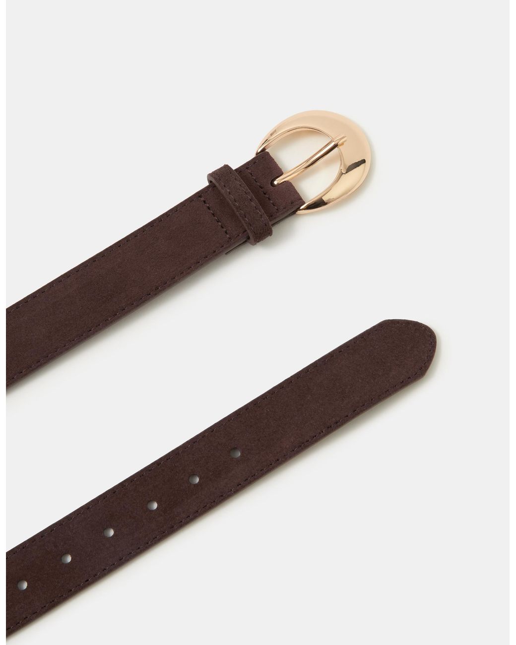Accessorize Brown Oval Buckle Suede Belt