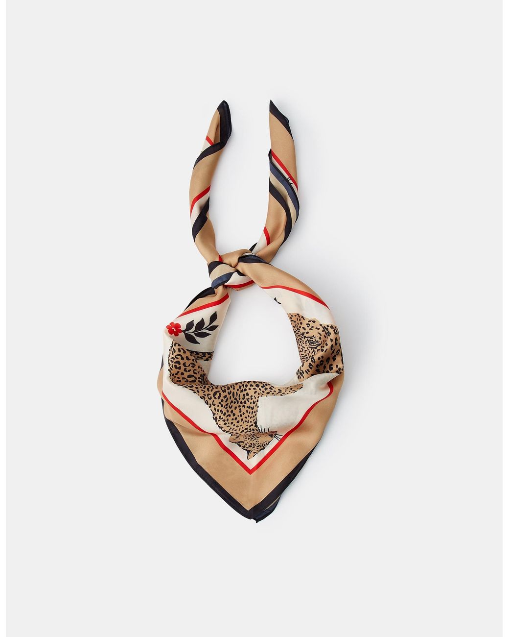 Accessorize White Leopard Print Square Satin Scarf