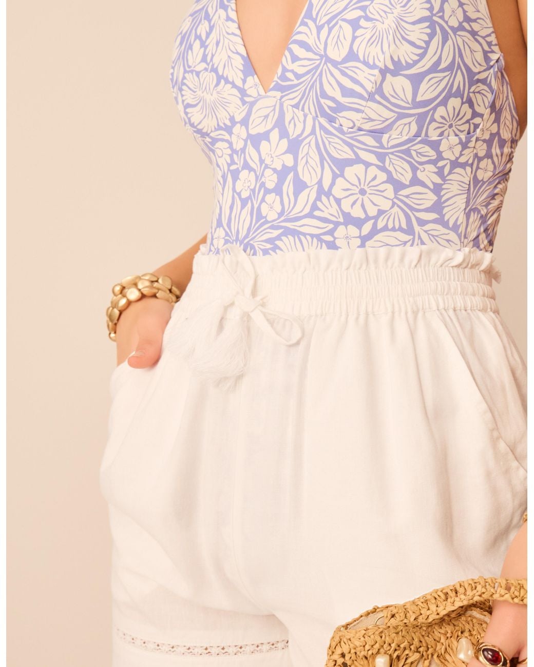 Accessorize White Lace Trim Beach Shorts