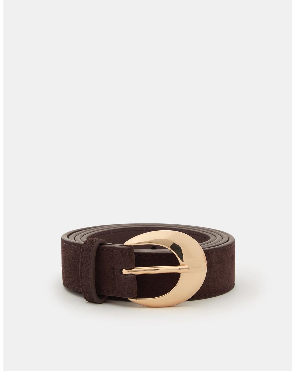 Accessorize Brown Oval Buckle Suede Belt