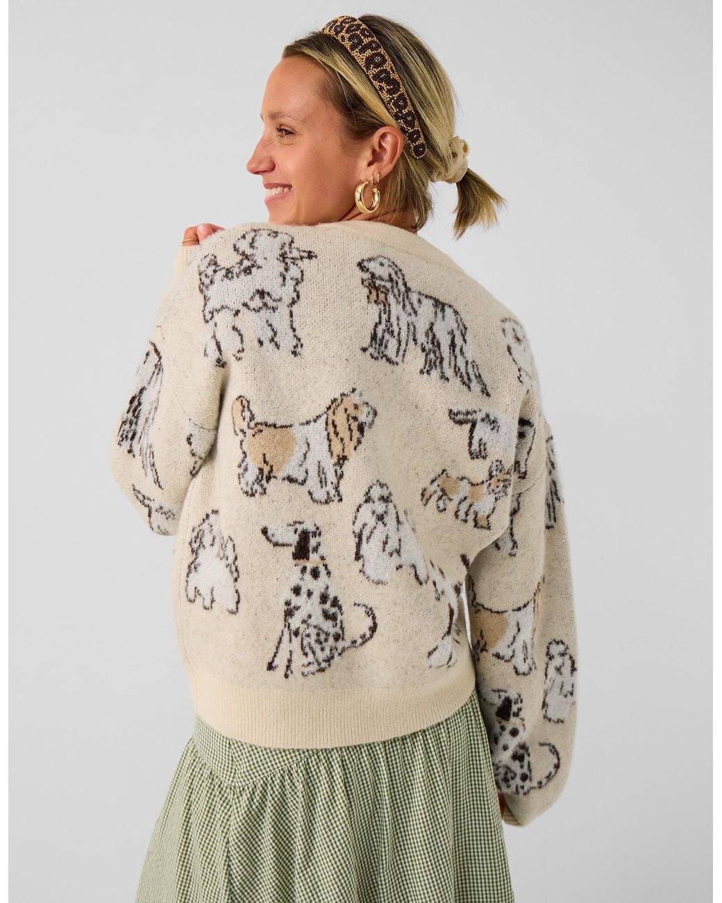 Accessorize Natural X Good Manners Dog Print Cardigan
