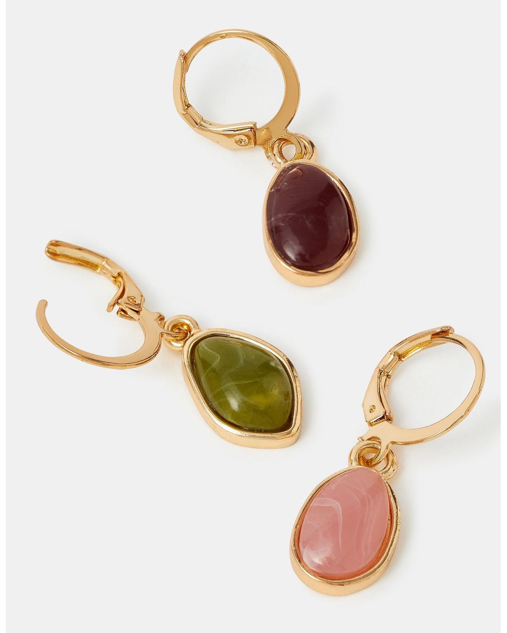 Accessorize Natural 3-Pack Mini Resin Drop Hoop Earrings