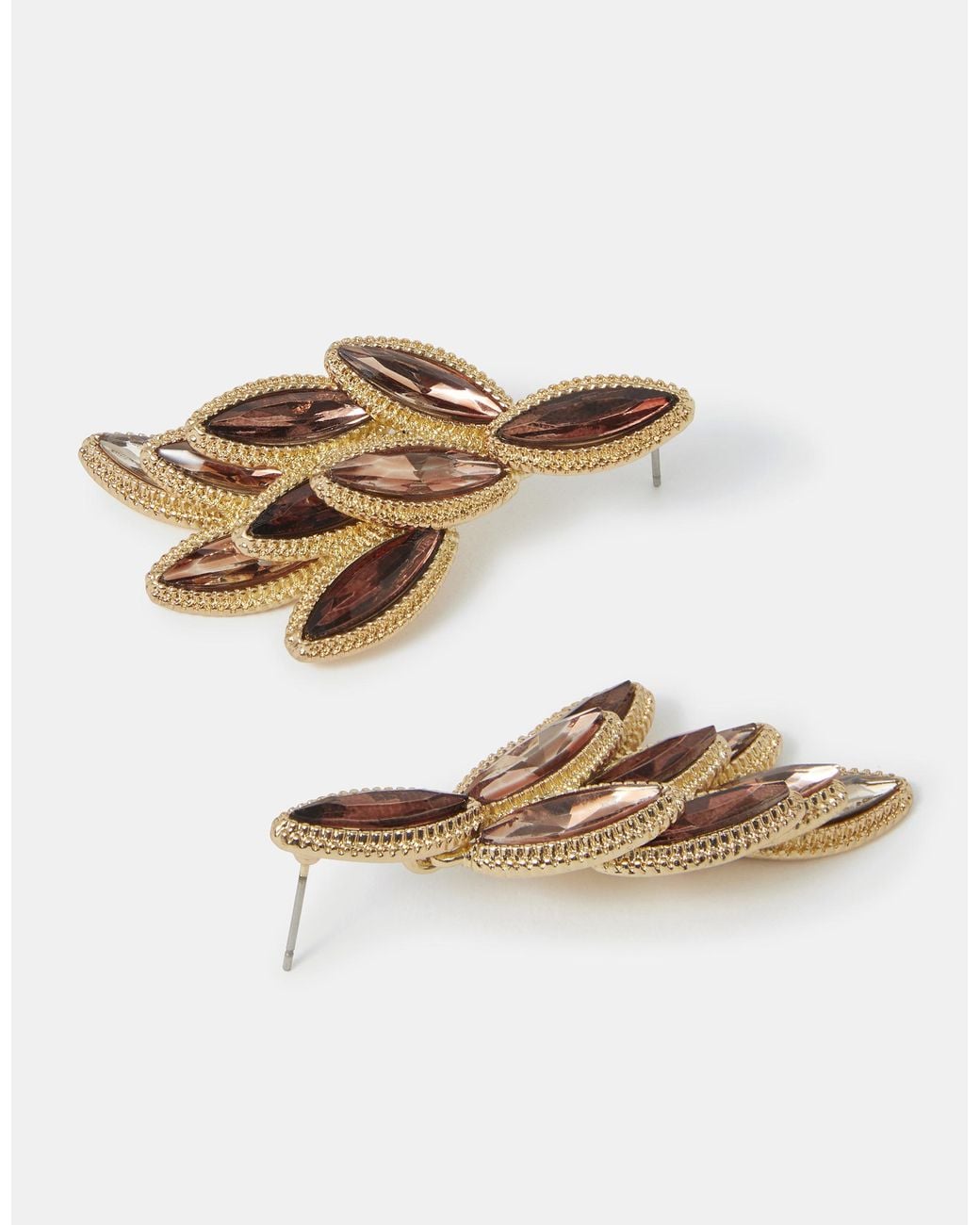 Accessorize Red Ombré Cascading Gemstone Feather Drop Earrings