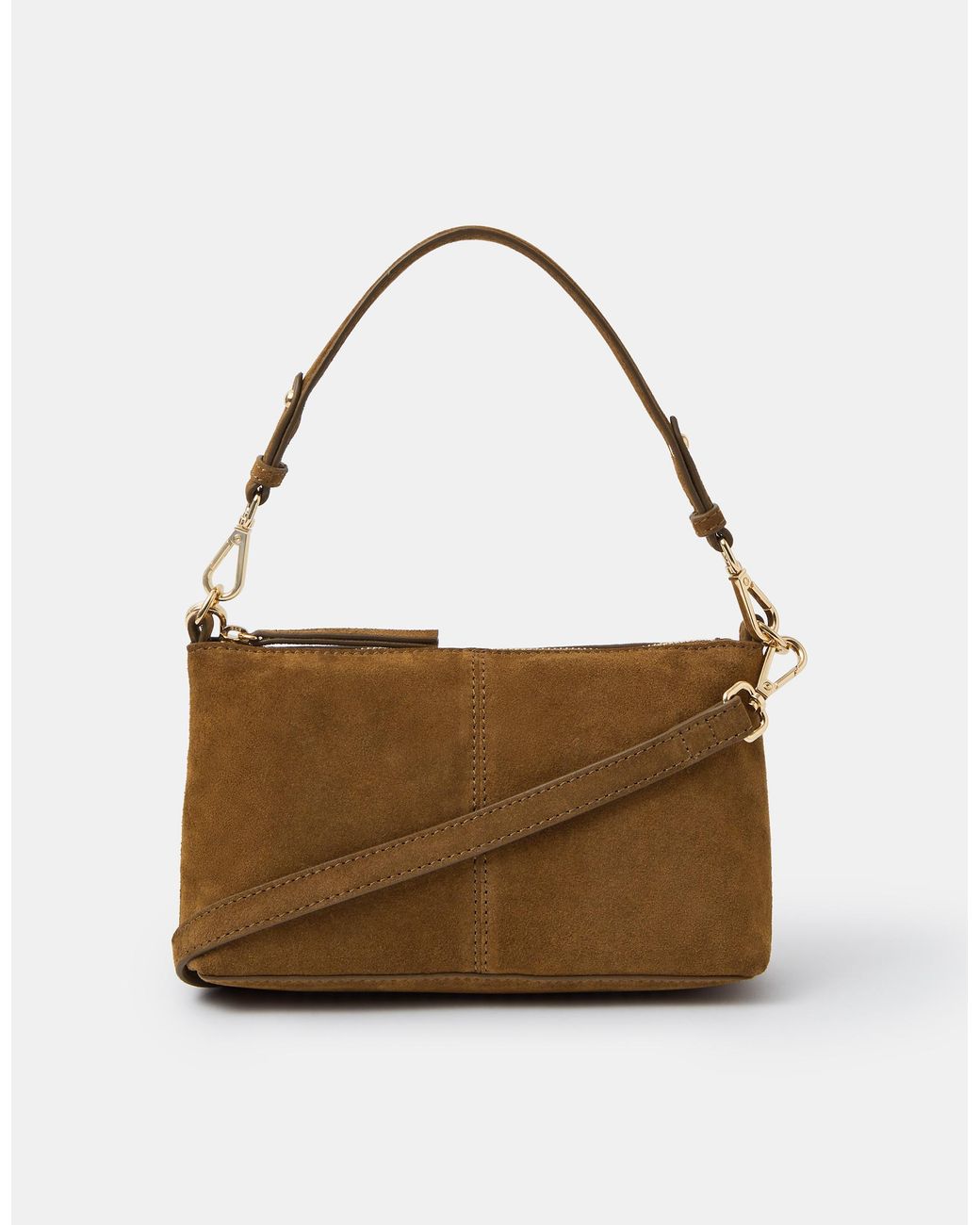 Accessorize Brown Suede Crossbody Handbag