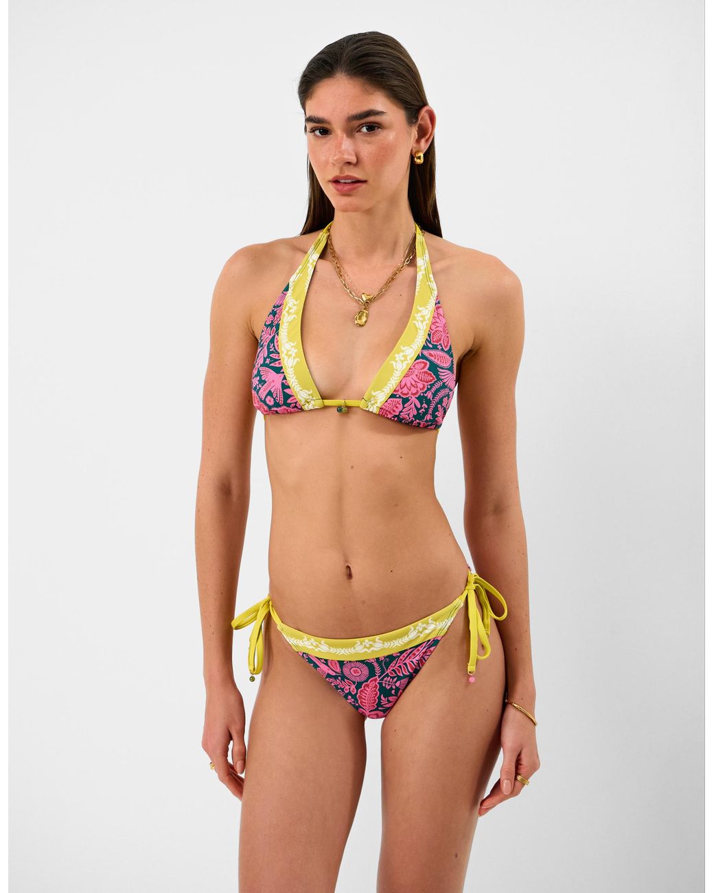 Accessorize Red Floral Print Triangle Bikini Top