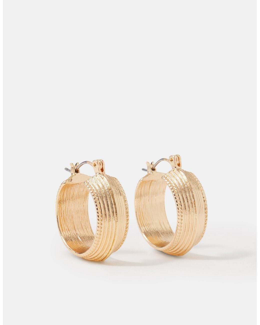 Accessorize Natural Mini Ridge Hoop Earrings