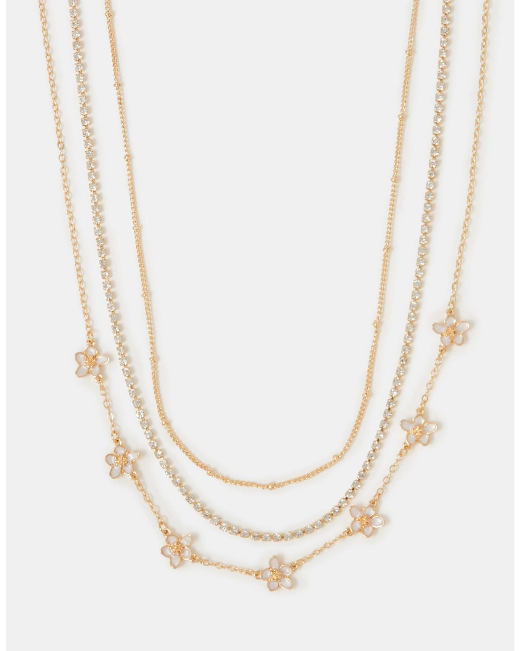 Accessorize White 3-Pack Flower Chain Necklaces