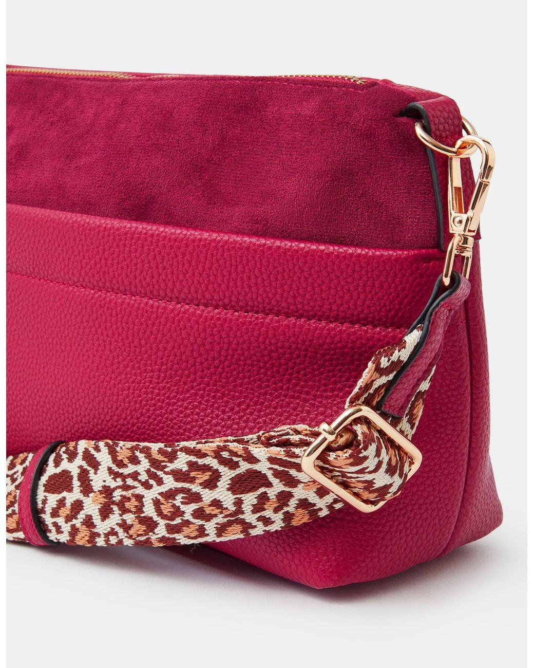 Accessorize Red Cristina Leopard Print Strap Crossbody Bag