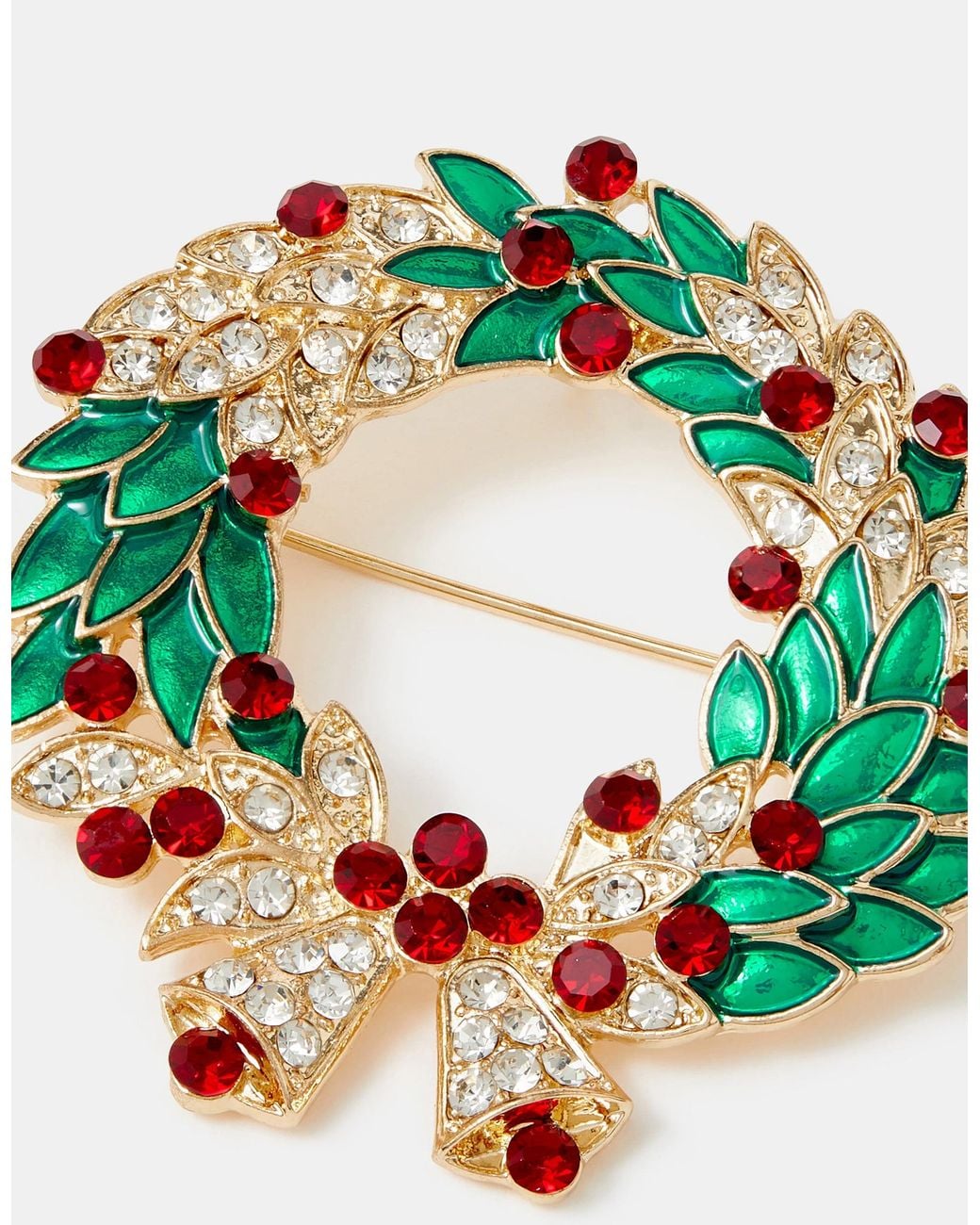 Accessorize Red Christmas Wreath Brooch