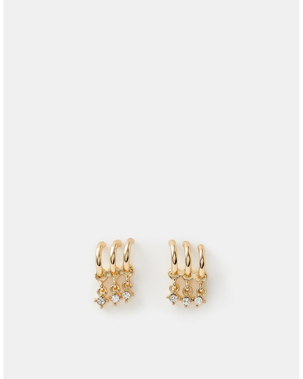 Accessorize Metallic Triple Illusion Charm Hoop Earrings