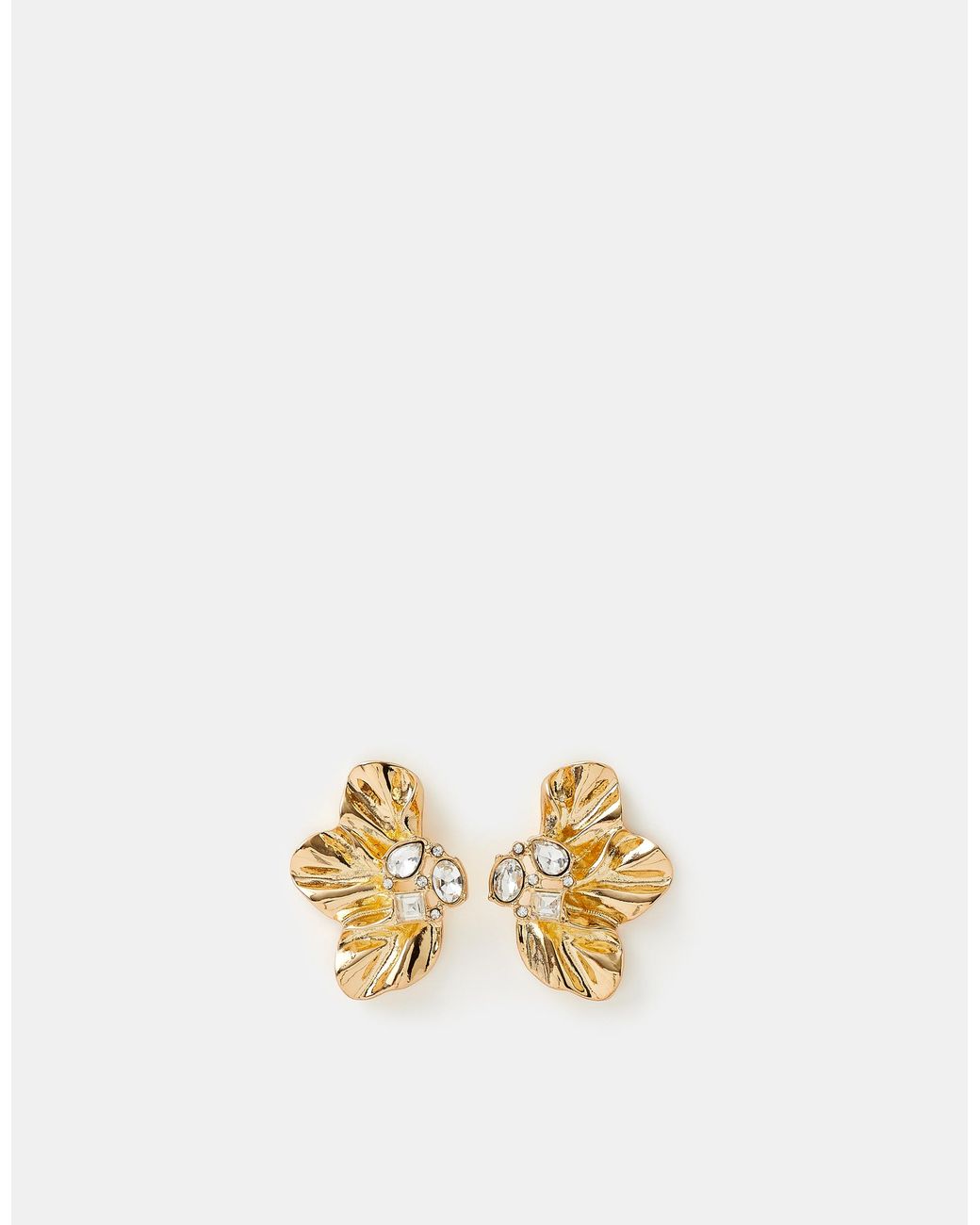 Accessorize Metallic Half Flower Statement Stud Earrings