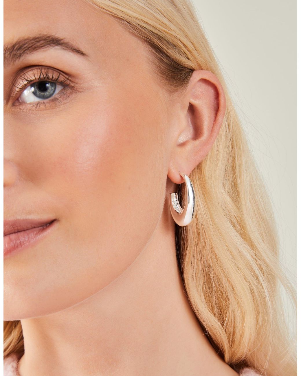 Accessorize Natural Chunky Curve Drop Hoop