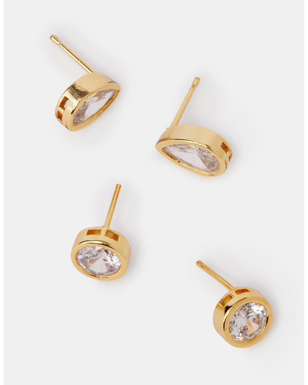 Accessorize Brown 2-Pack 14Ct-Plated Cubic Zirconia Stud Earrings