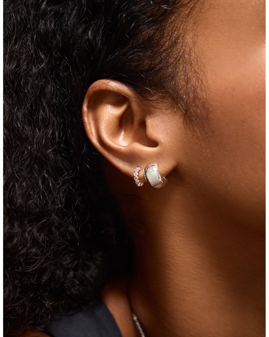 Accessorize White 2-Pack Sterling-Plated Chunky Hoop Earrings