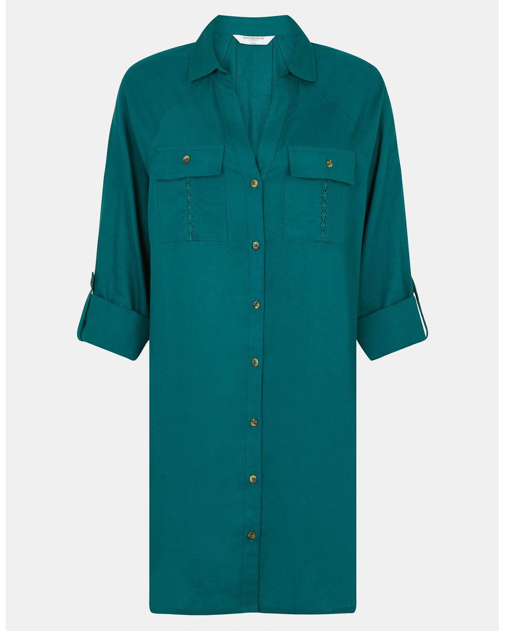 Accessorize Green Lace Trim Beach Cover Up Shirt